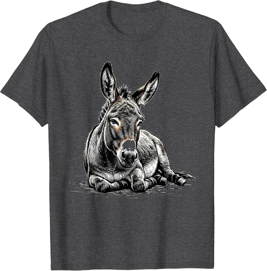 Men's Reclining Donkey Quirky Farm Animal Humor T-Shirt - Dark Heather Grey