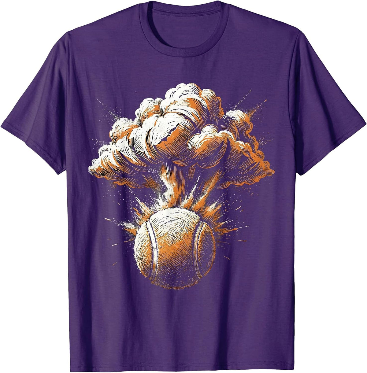 Tennis Ball Chalk Dust Explosion Graphic Tee T-Shirt - Purple