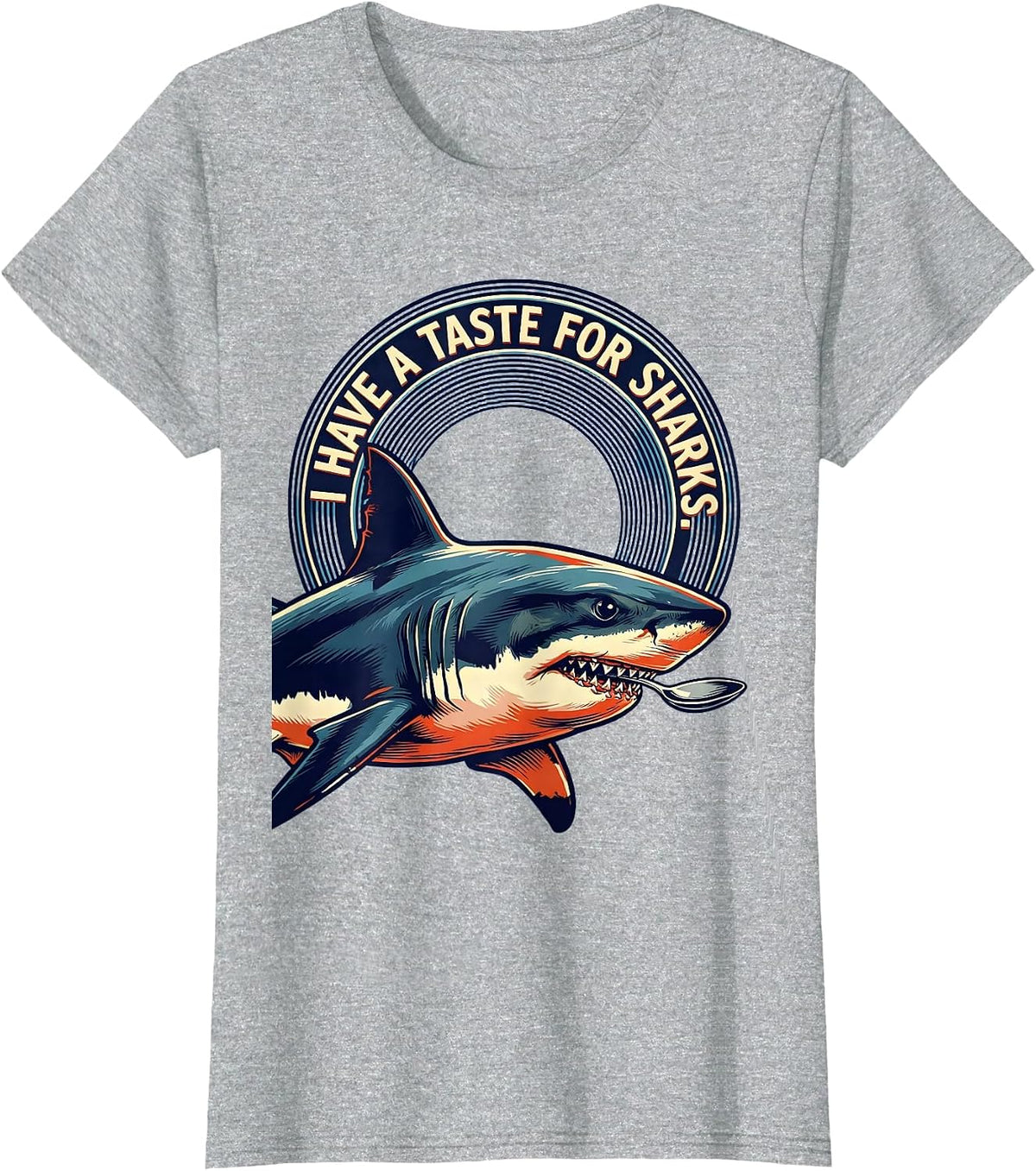 Women's I Have A Taste For Sharks Bold Vintage Camp Ocean Animal T-Shirt - Heather Grey