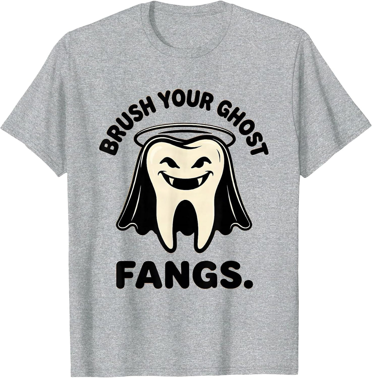 Men's Brush Your Ghost Fangs Funny Dental Hygienist Halloween T-Shirt - Heather Grey