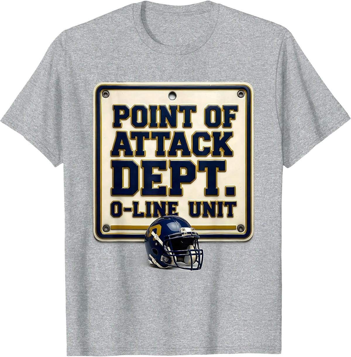 Men's Point Of Attack Dept. O-Line Unit Funny Football Lineman T-Shirt - Heather Grey