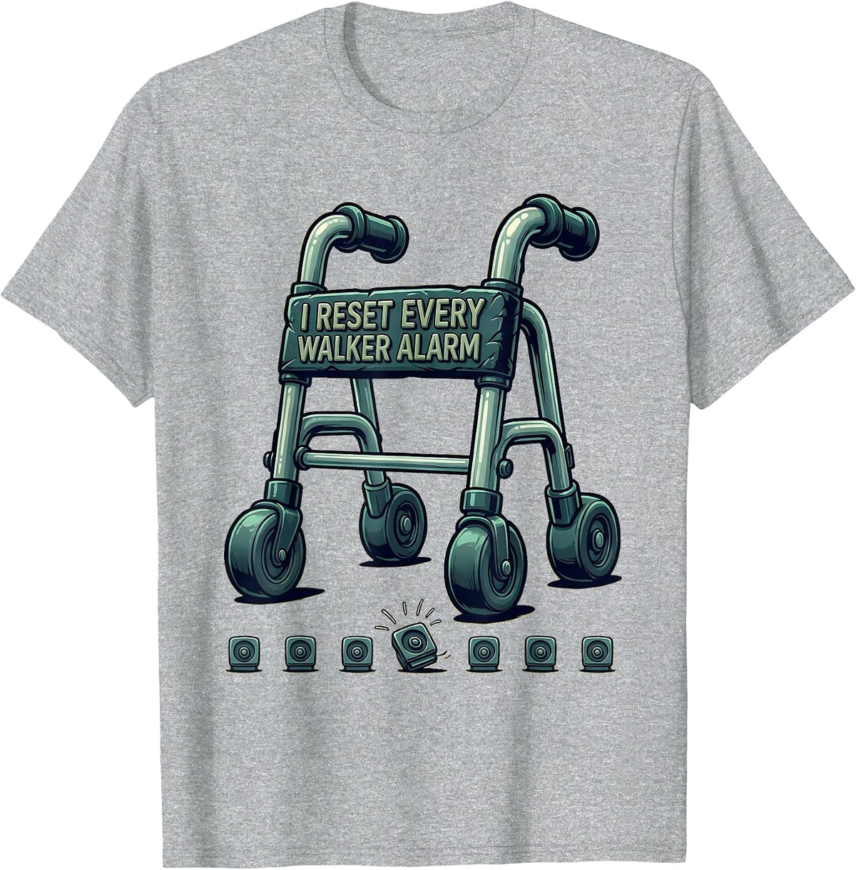 Men's I Reset Every Walker Alarm Funny Physical Therapist PT OT T-Shirt - Heather Grey