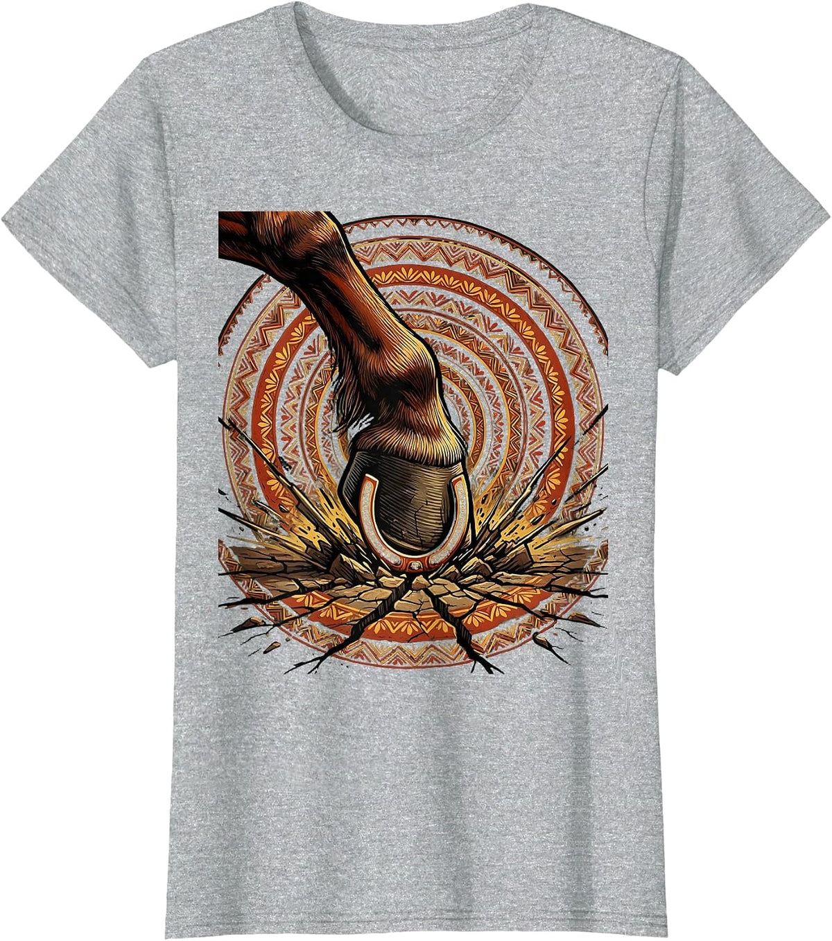 Horse Hoof Shockwave Impact Graphic Tee T-Shirt - Heather Grey
