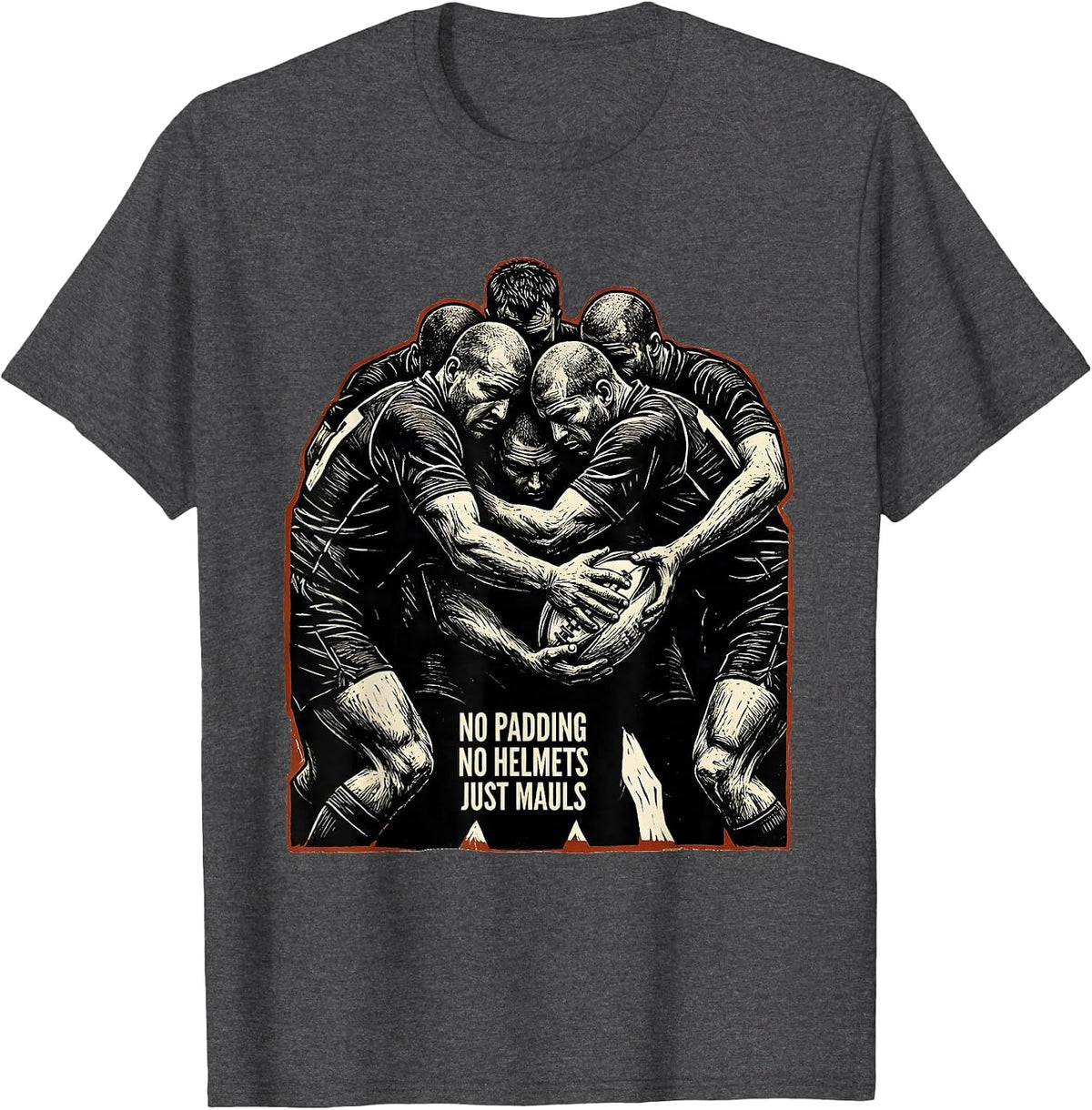 Men's No Padding No Helmets Just Mauls Funny Rugby Player Vintage T-Shirt - Dark Heather Grey