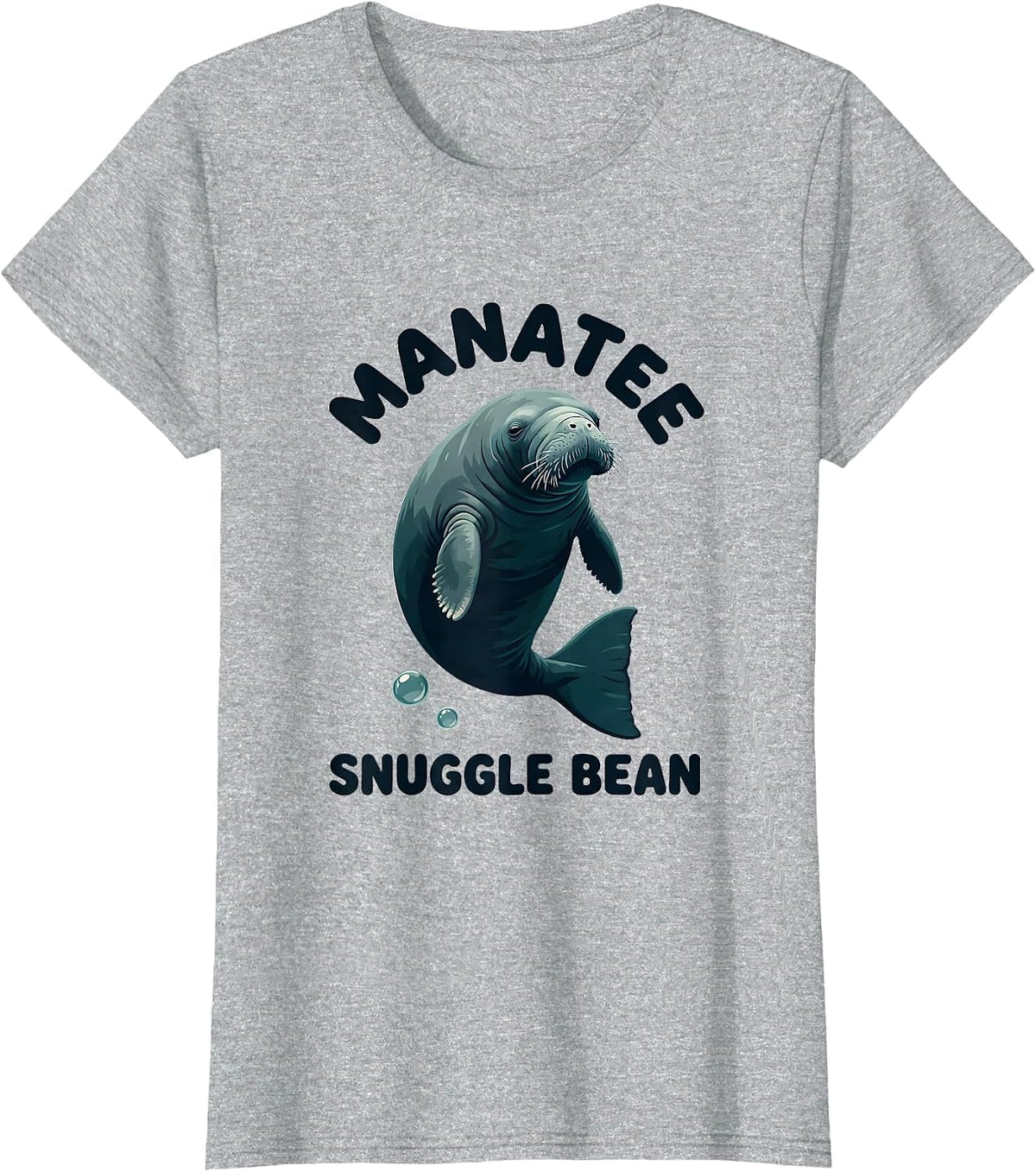 Manatee Snuggle Bean Funny Sea Animal Lover Gift T-Shirt - Heather Grey