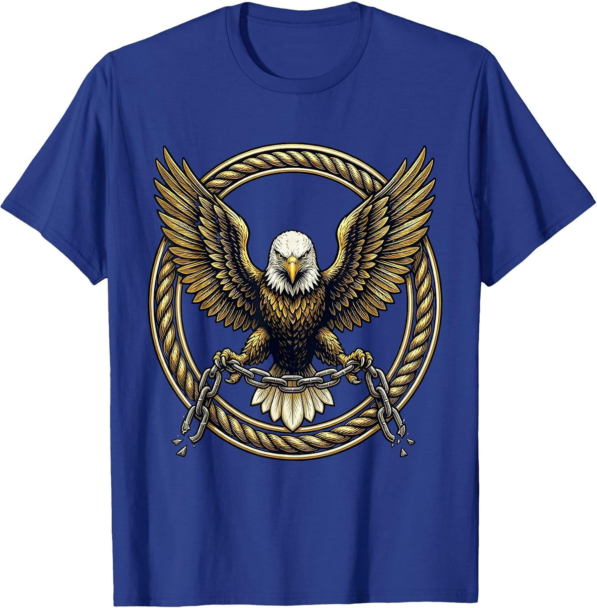 Men's Freedom Kirk Bald Eagle Broken Chain Graphic T-Shirt - Royal Blue