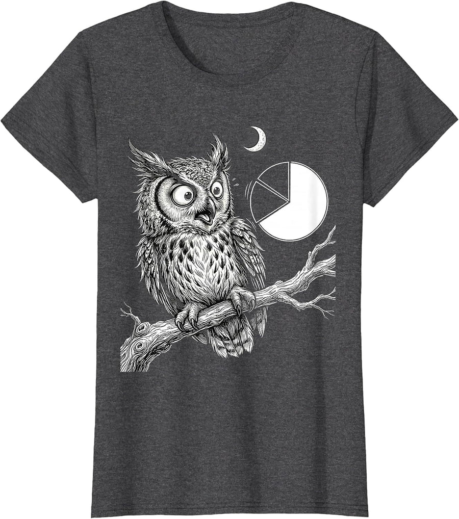 Women's Owl Math Teacher Halloween Pun Humor T-Shirt - Dark Heather Grey