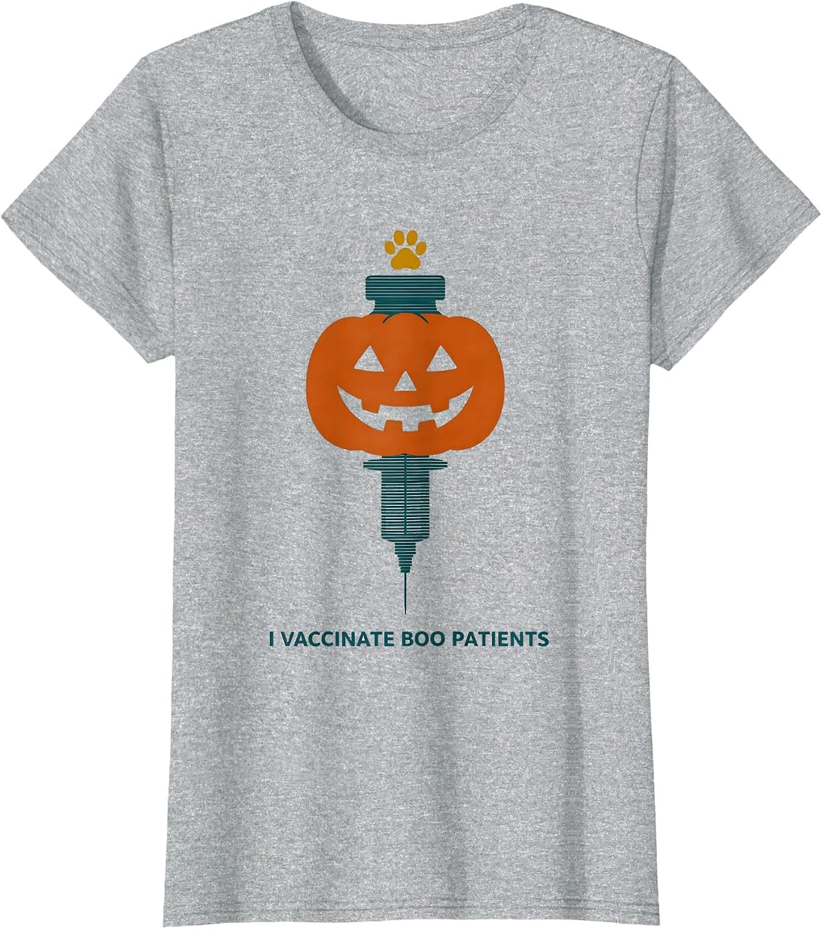 Women's I Vaccinate Boo Patients Funny Vet Tech Halloween Humor T-Shirt - Heather Grey