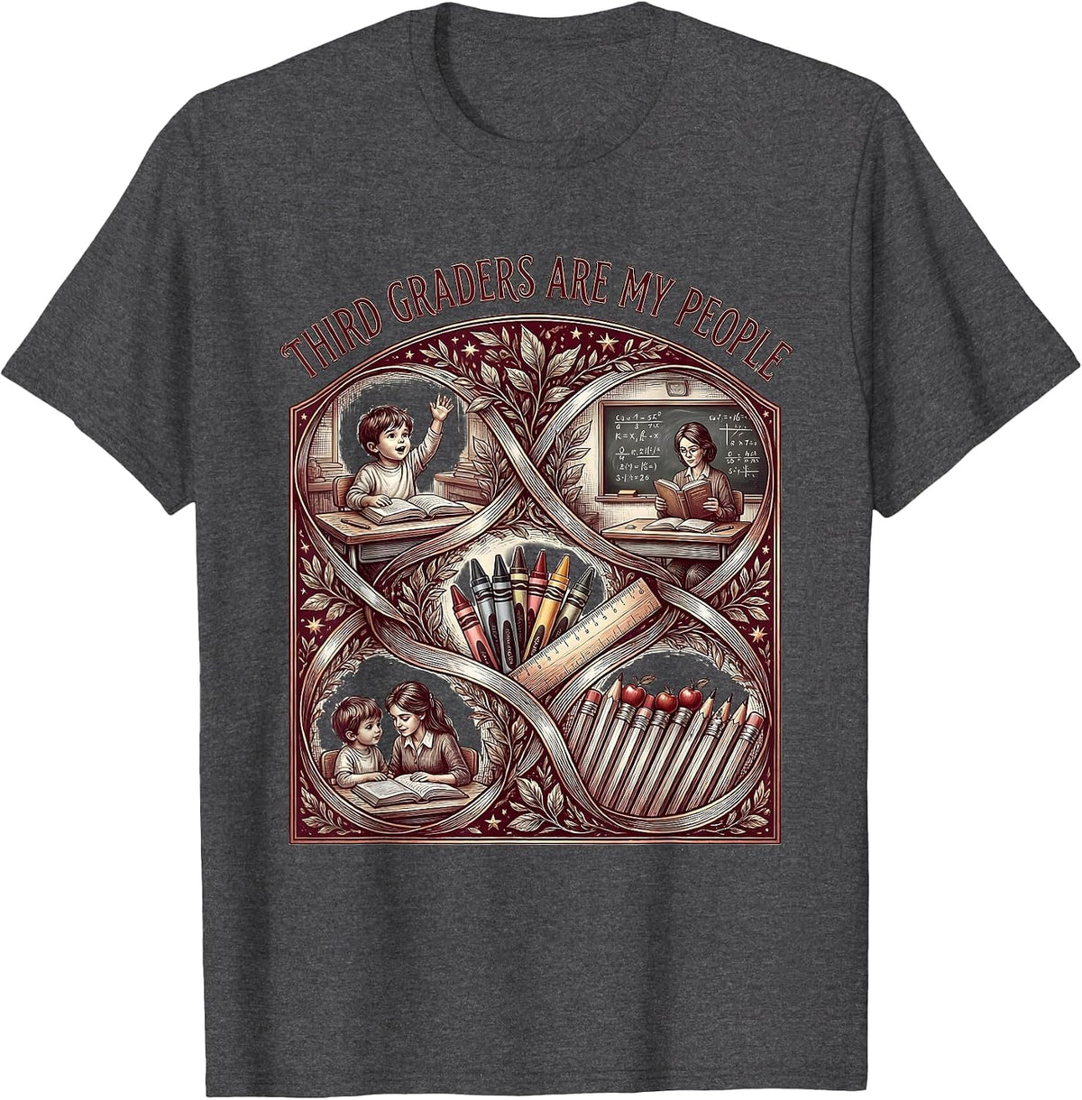 Men's Third Graders Are My People Teacher Design T-Shirt - Dark Heather Grey