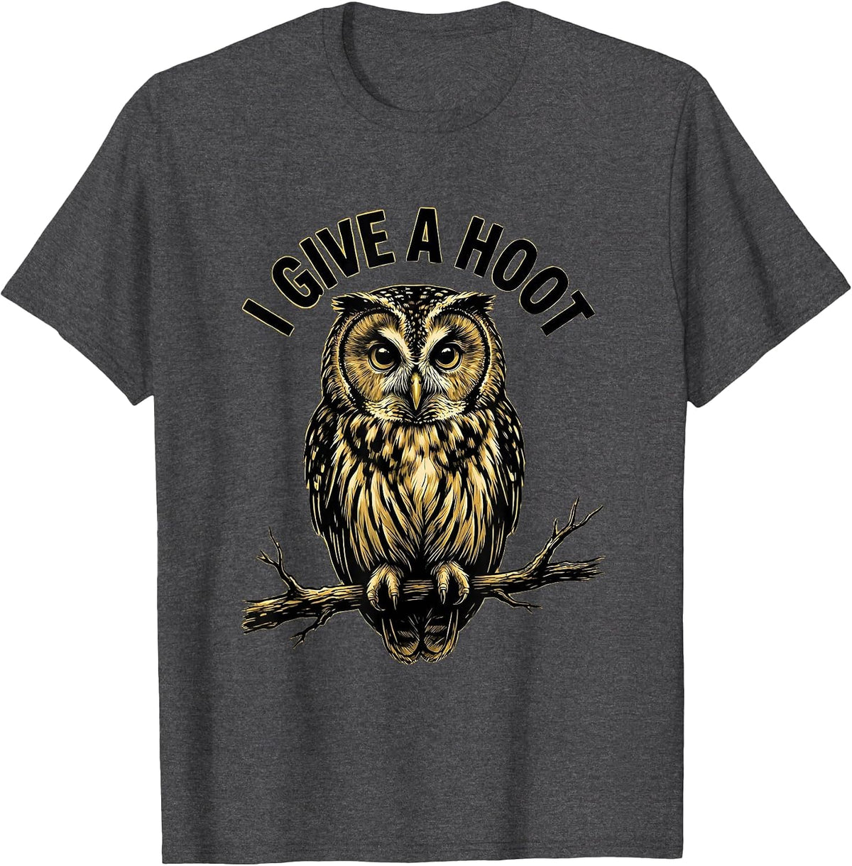 Men's I Give A Hoot Funny Owl Lover Birdwatching Eco-Awareness T-Shirt - Dark Heather Grey