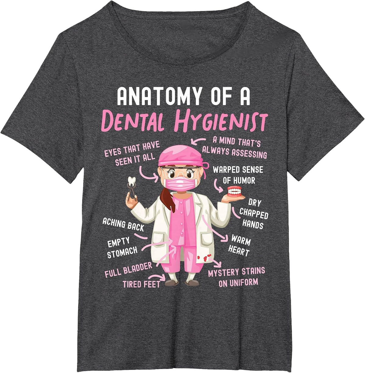 Dental Hygienist Anatomy T-Shirt - Dark Heather Grey