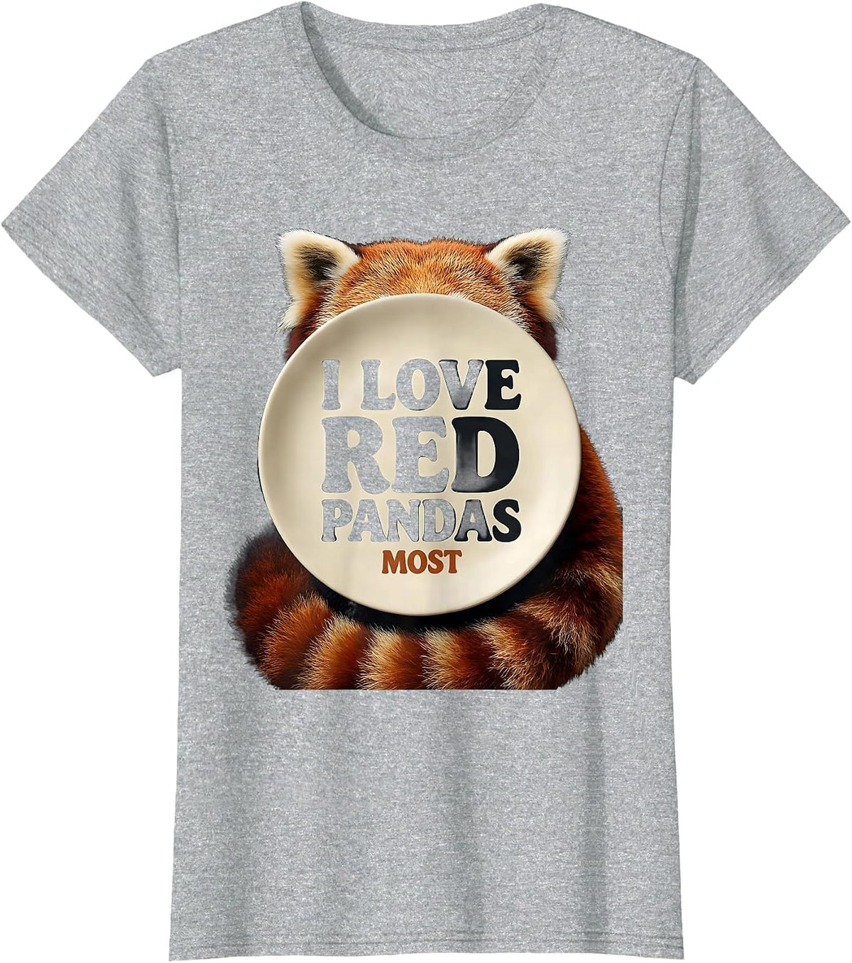 Women's I Love Red Pandas Most Funny Animal Lover Gift T-Shirt - Heather Grey