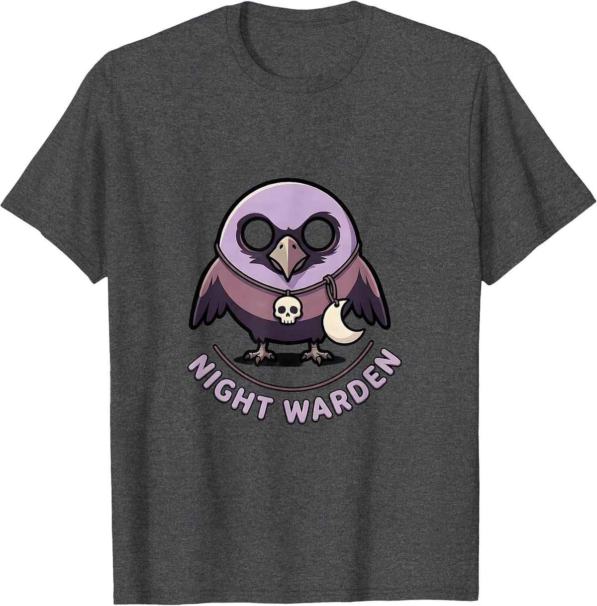 Night Warden Horror Pastel Goth Kawaii Cute Raven T-Shirt - Dark Heather Grey
