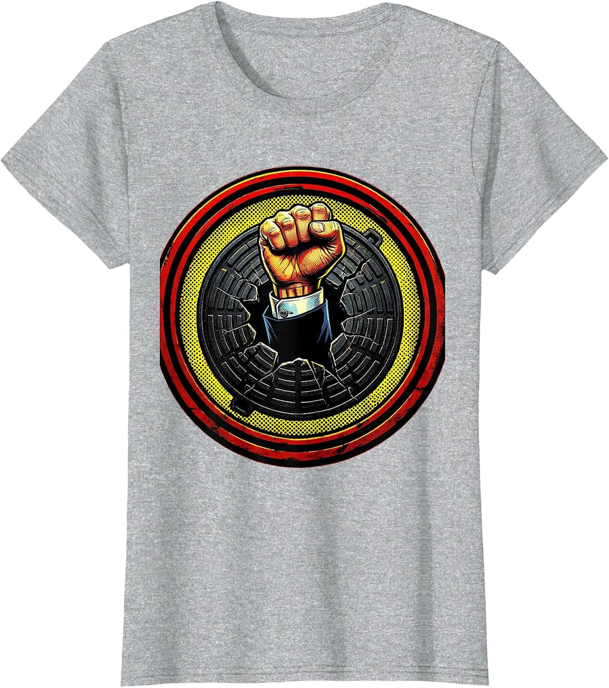 I Cant But I Know A Guy Manhole Illustration T-Shirt - Heather Grey