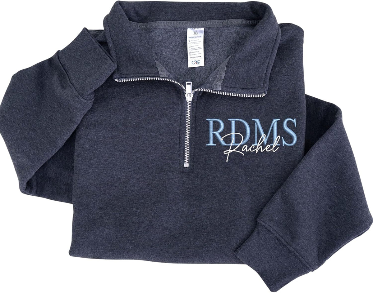 Personalized Embroidered Profession Quarter Zip Sweatshirt, Custom Workwear for Office, Clinic, Professional Gifts -