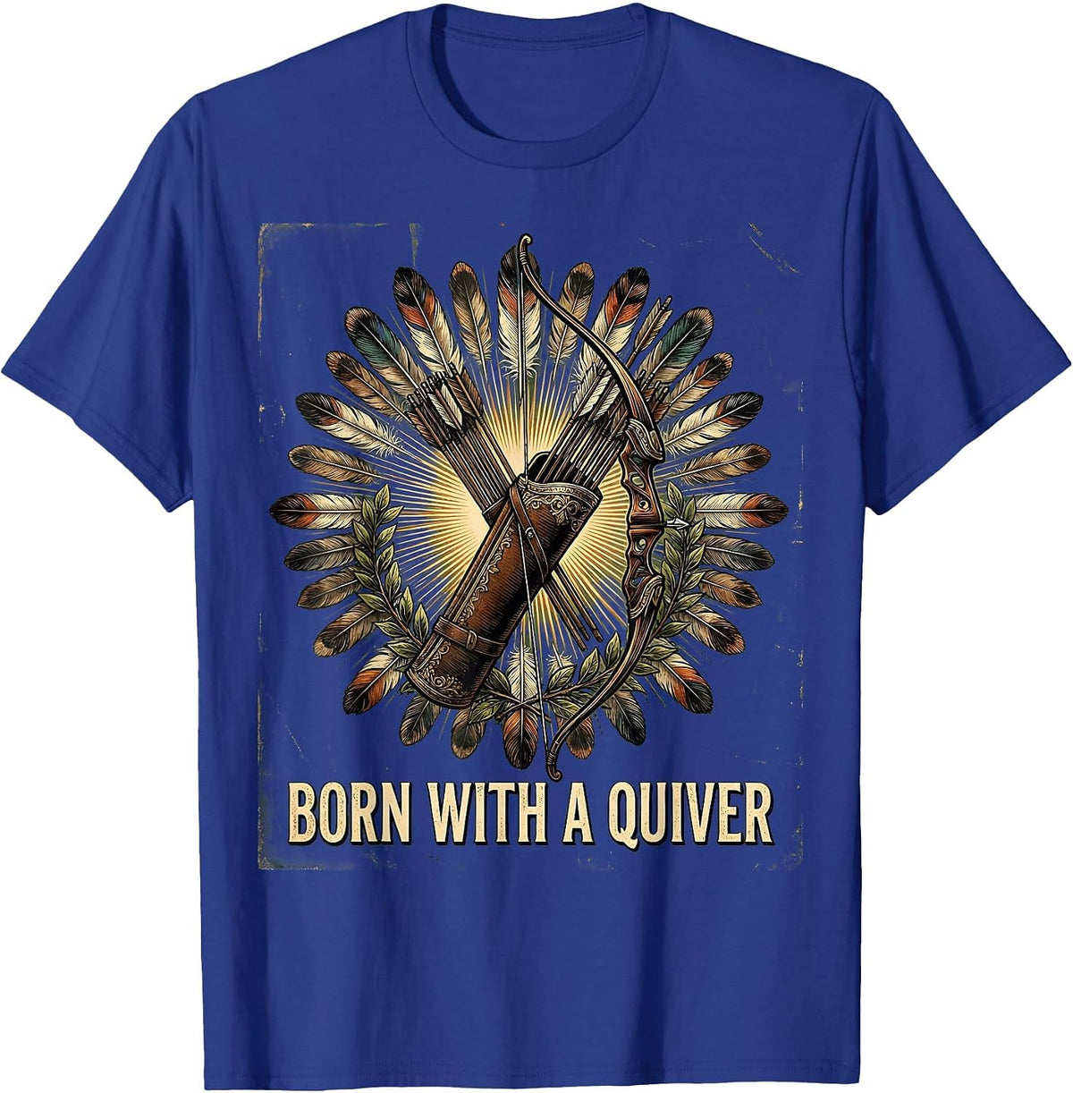 Born With a Quiver Archery Design T-Shirt - Royal Blue
