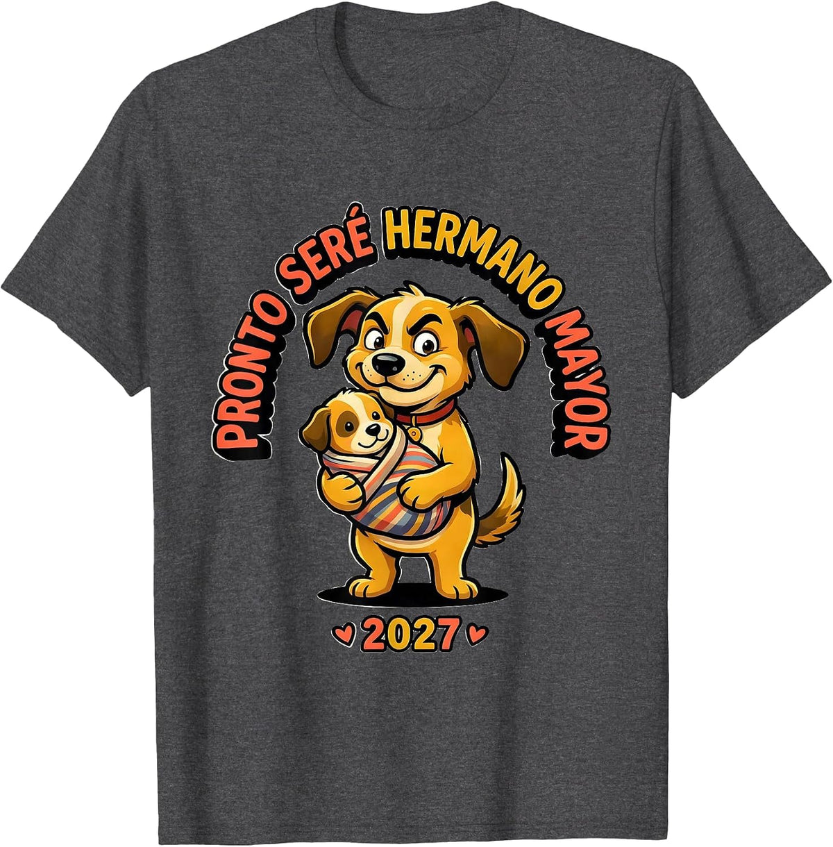 Men's Pronto Seré Hermano Mayor 2027 Cartoon Big Brother Spanish T-Shirt - Dark Heather Grey