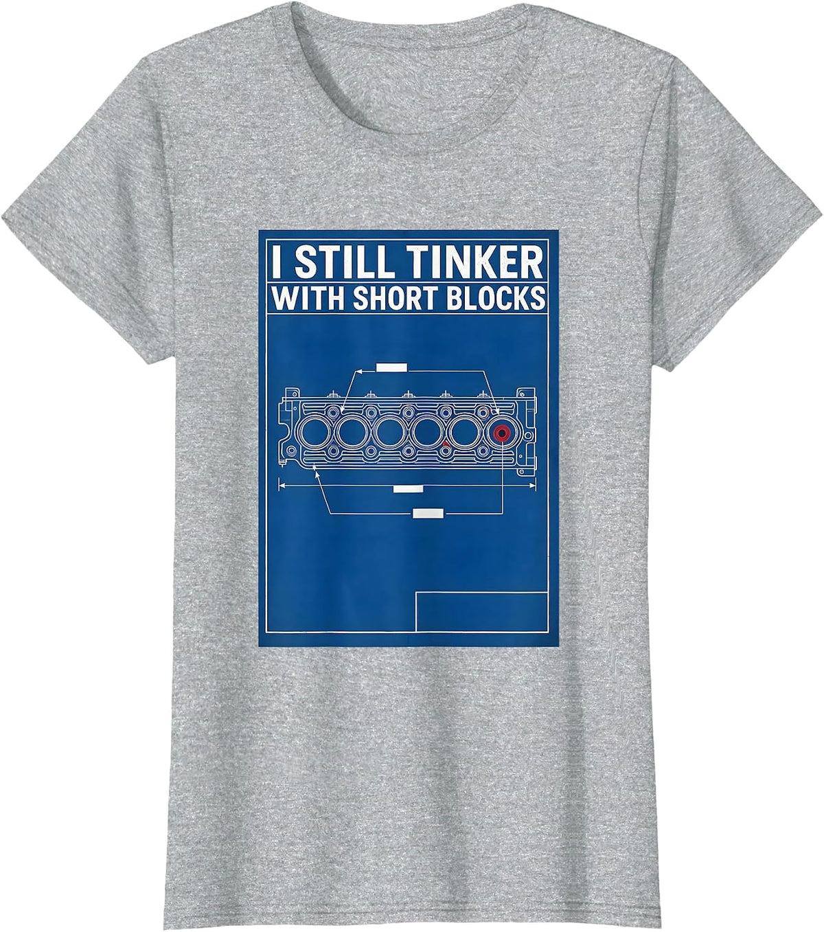 Women's I Still Tinker With Short Blocks Technical Blueprint T-Shirt - Heather Grey