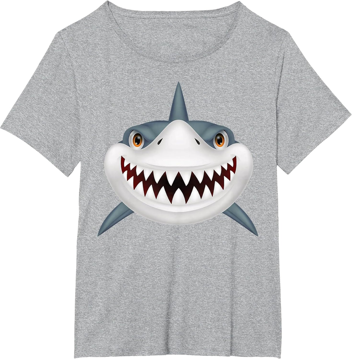 Shark Front Face with Devil Smile for Halloween Costume T-Shirt - Heather Grey
