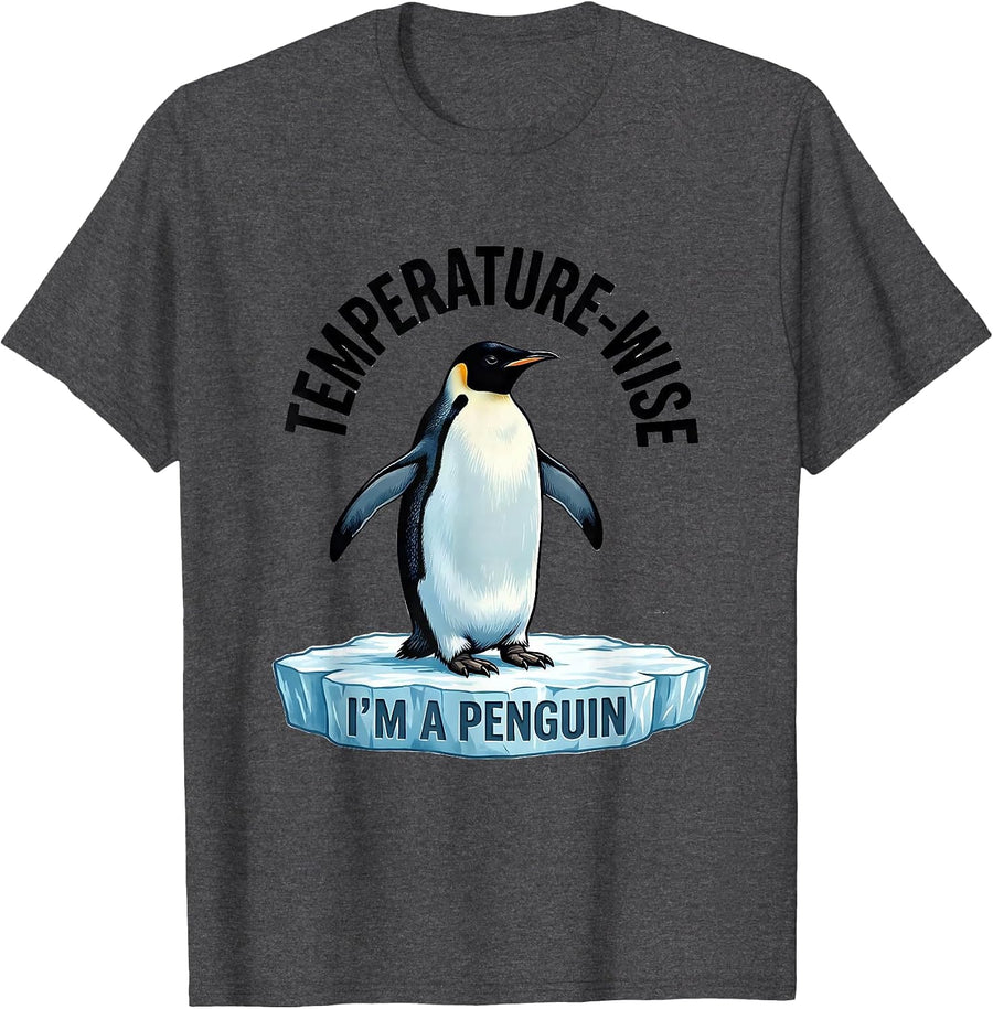 Men's Temperature-Wise, I'm A Penguin Funny Penguin Lover Animal T-Shirt - Dark Heather Grey