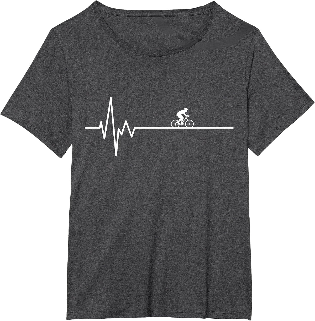 Bike Motif Bicycle Cyclist ECG Heartbeat Bicycle T-Shirt - Dark Heather Grey