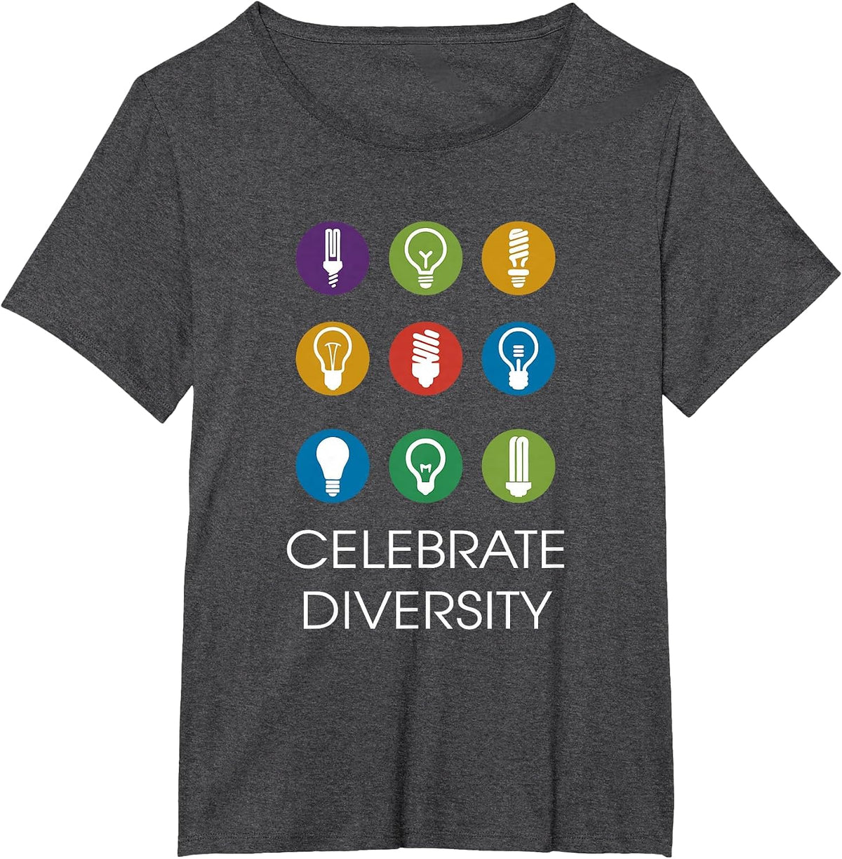Electrician Dad Celebrate Diversity Light Bulbs Electricity T-Shirt - Dark Heather Grey
