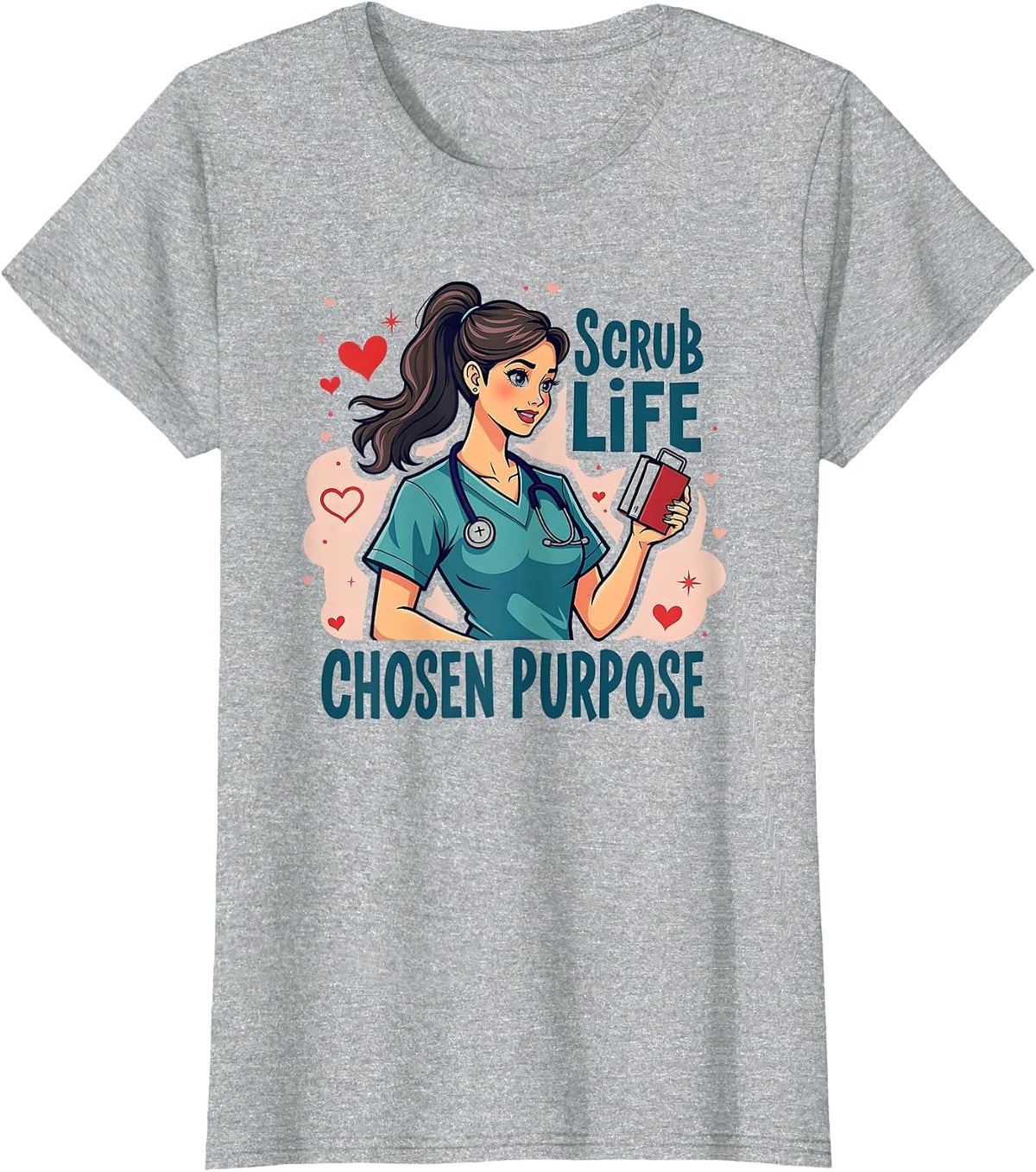 Scrub Life Chosen Purpose Hospice Nurse Design T-Shirt - Heather Grey