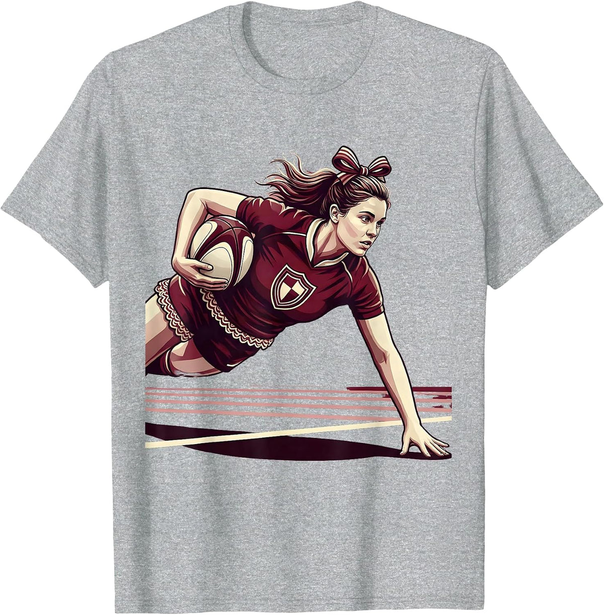 Men's Rugby Try Scorer Diving Forward Graphic T-Shirt - Heather Grey