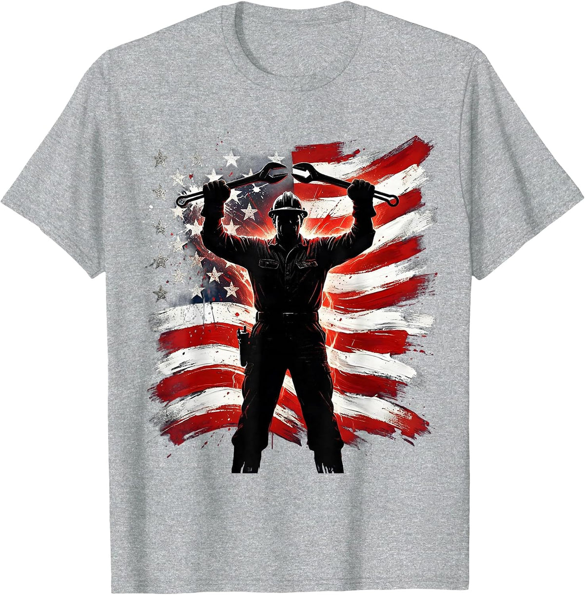 Men's True Patriot Steelworker Blazing Furnace Silhouette T-Shirt - Heather Grey