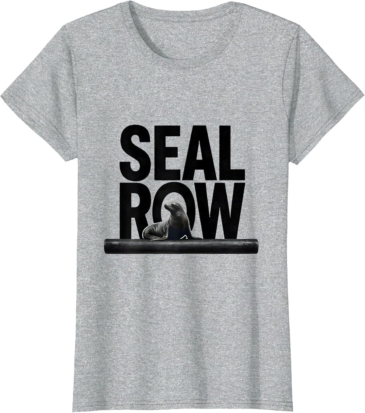 SEAL ROW Minimalist Funny Gym Animal Pun Weightlifting T-Shirt - Heather Grey