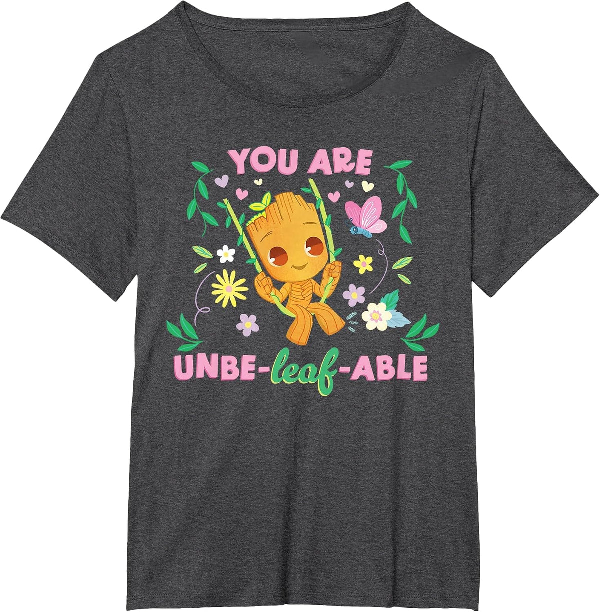 Marvel Valentine's Day Spring Groot You are Unbe-Leaf-able T-Shirt - Dark Heather Grey