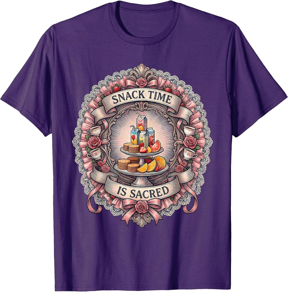 Men's Snack Time Is Sacred Preschool Teacher Design T-Shirt - Purple