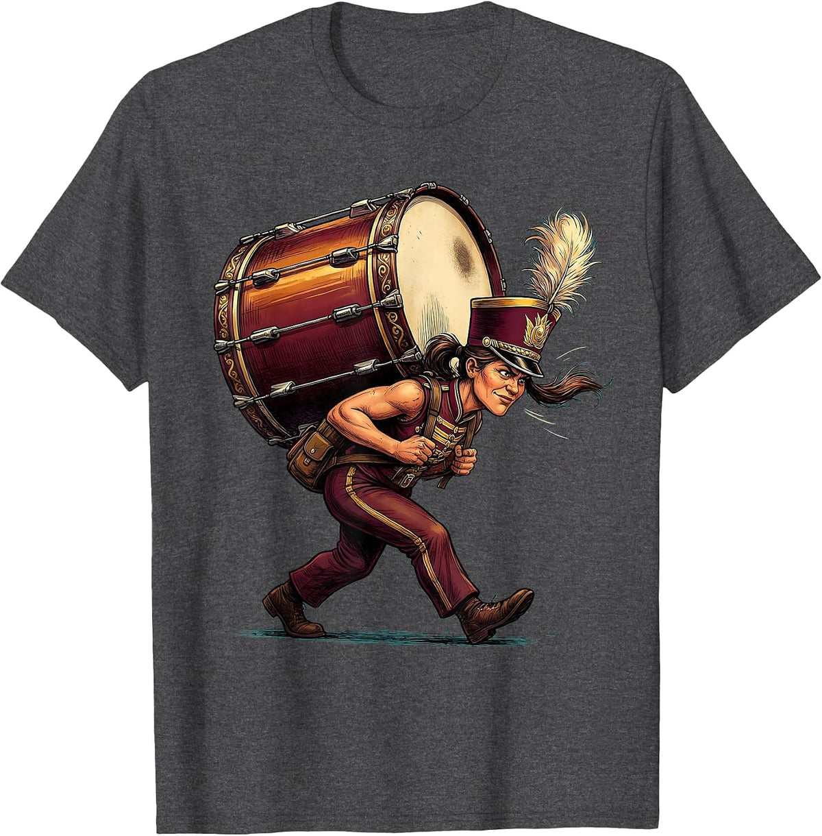 Band Mom Bass Drum Carrier Graphic T-Shirt - Dark Heather Grey