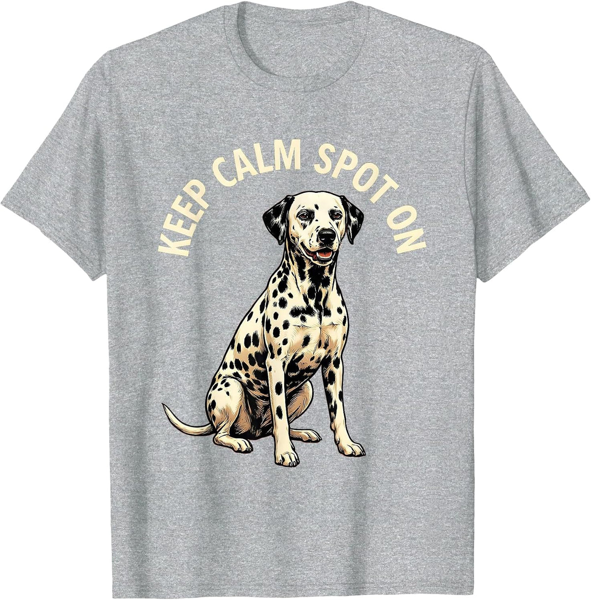 Men's Keep Calm Spot On Dalmatian Dog Design T-Shirt - Heather Grey