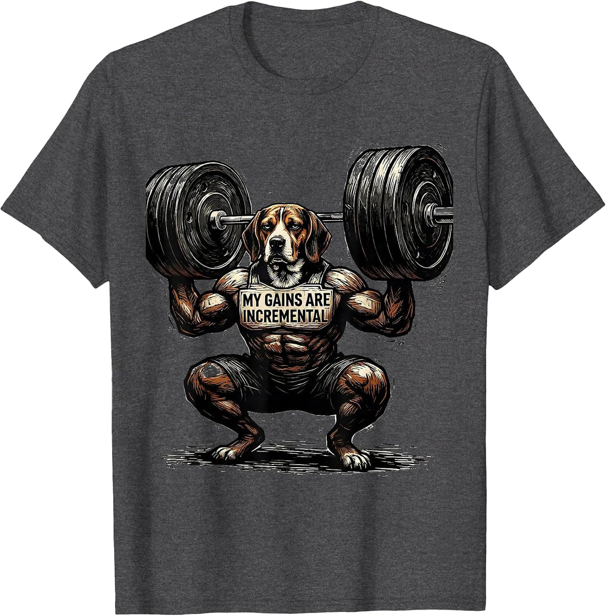 Men's My Gains Are Incremental Funny Gym Weightlifting Workout T-Shirt - Dark Heather Grey