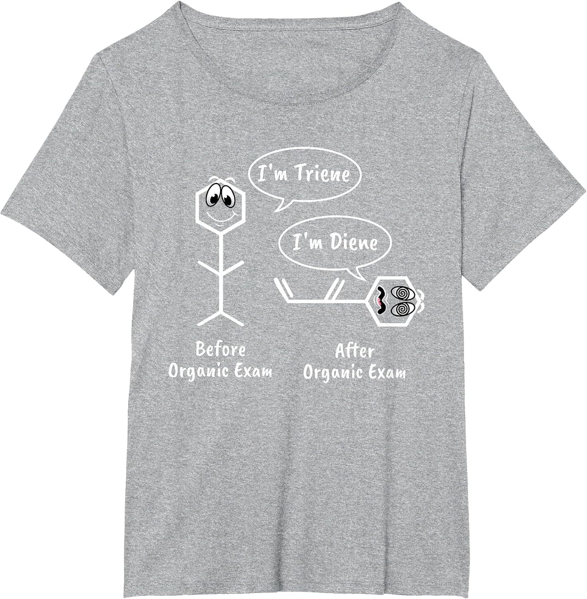Funny Organic Chemistry Exam - Diene and Triene T-Shirt - Heather Grey