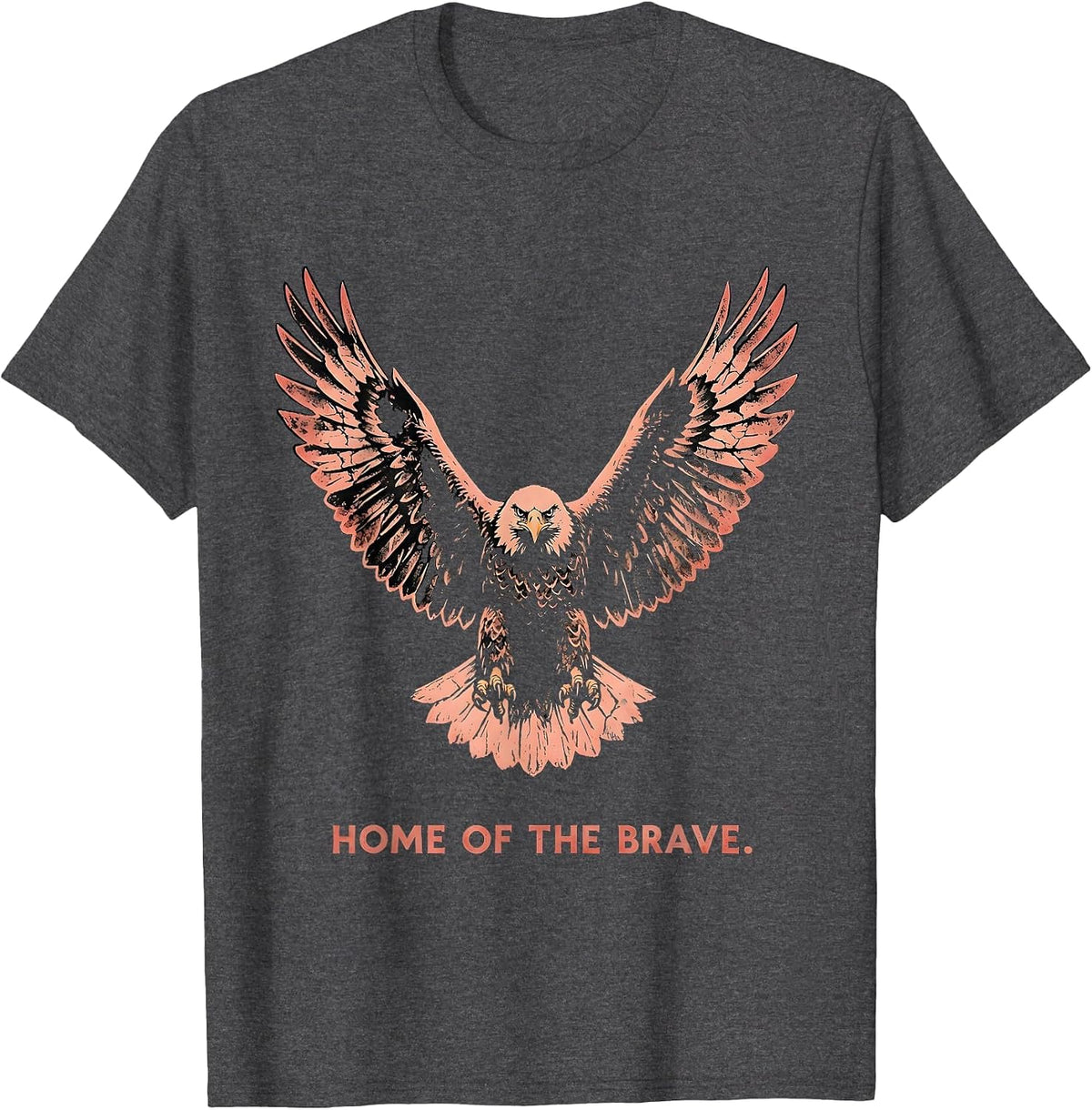Home of the Brave American Flag Patriotic Design T-Shirt - Dark Heather Grey