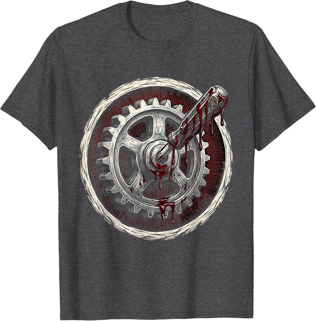 Men's Bloody Screwdriver Gear Problem Solved Graphic T-Shirt - Dark Heather Grey