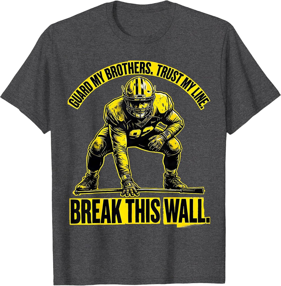 Men's Guard My Brothers Trust My Line Break This Wall Lineman T-Shirt - Dark Heather Grey
