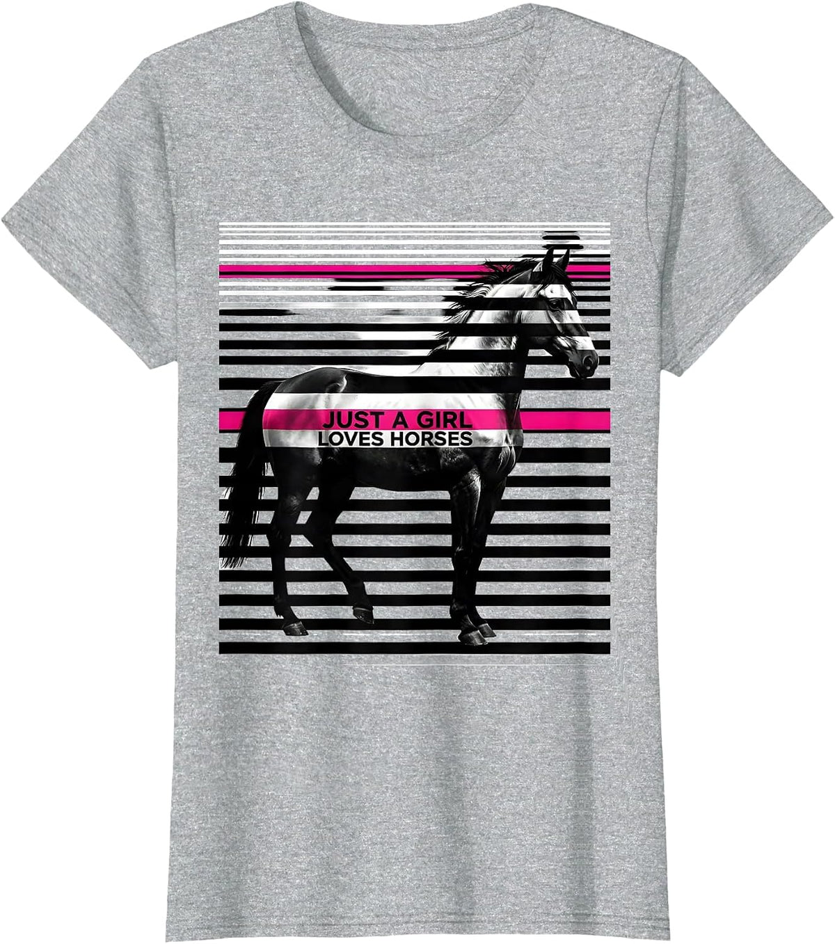Just a Girl Who Loves Horses Equestrian Design T-Shirt - Heather Grey
