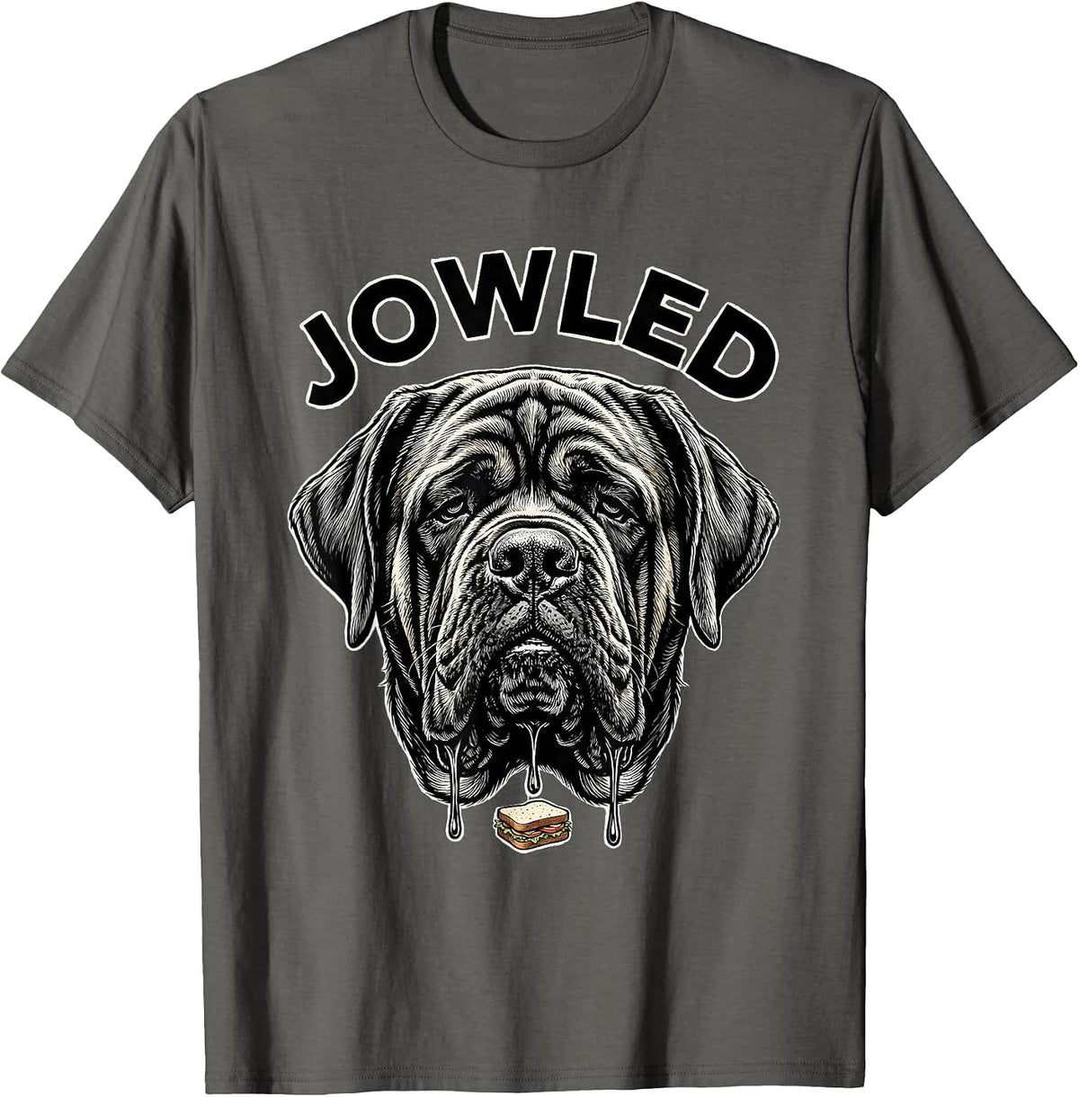 Men's JOWLED Funny Jowls Mastiff Dog Mom Dog Dad Breed Humor T-Shirt - Asphalt Grey