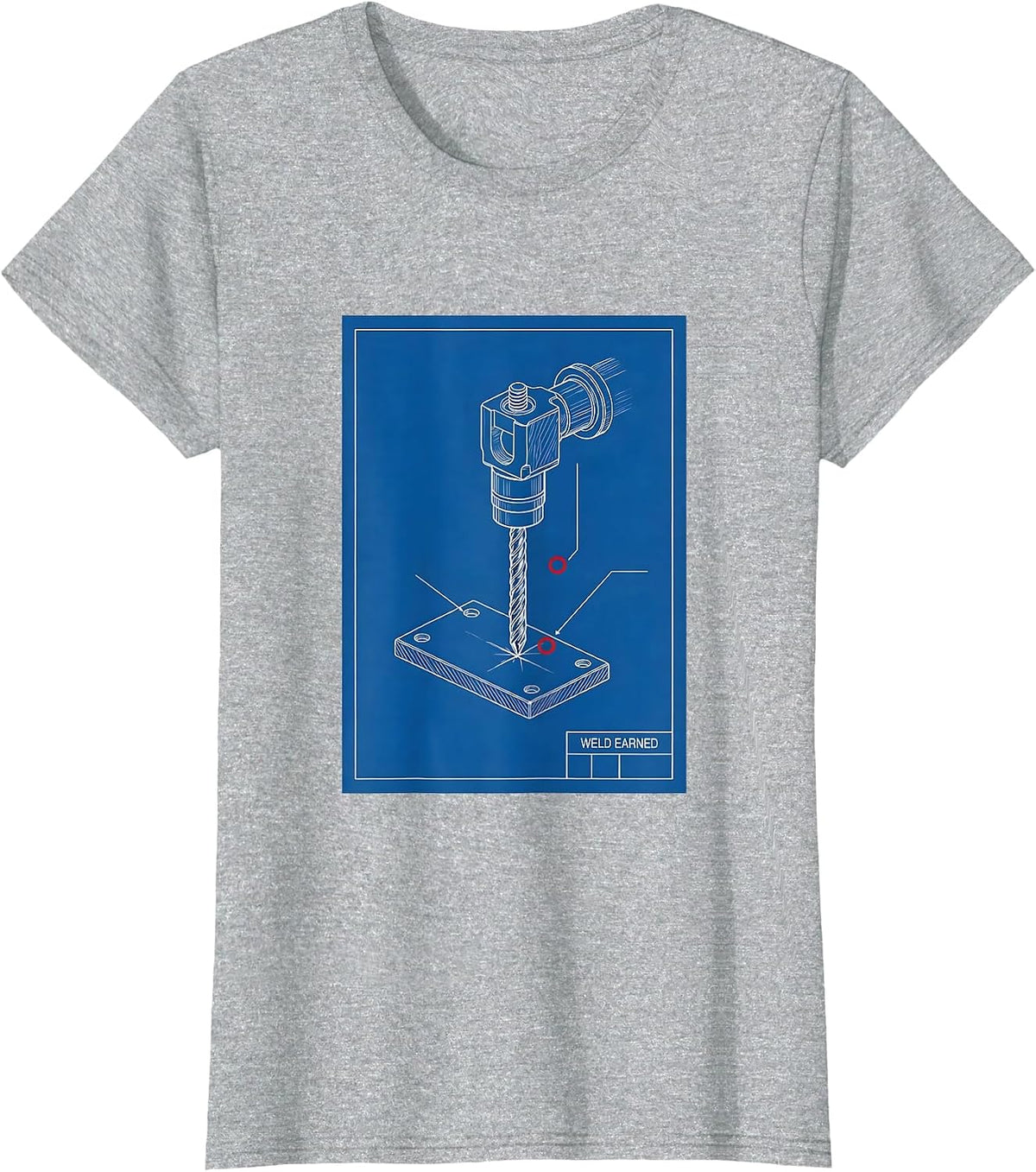 Women's Weld Earned Technical Blueprint Welder Trade Pride Humor T-Shirt - Heather Grey