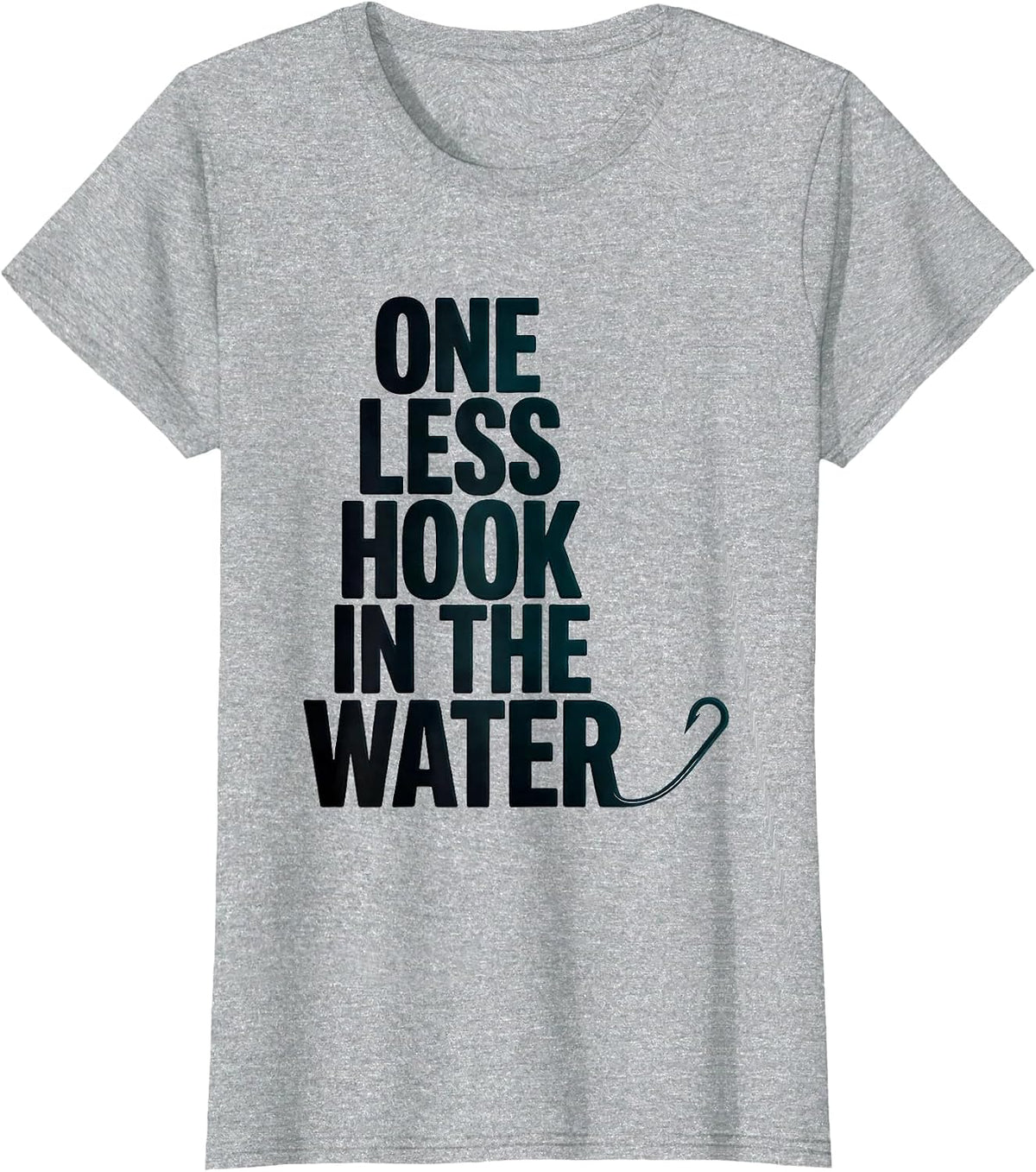 Women's One Less Hook In The Water Funny Sea Turtle Ocean Animal T-Shirt - Heather Grey
