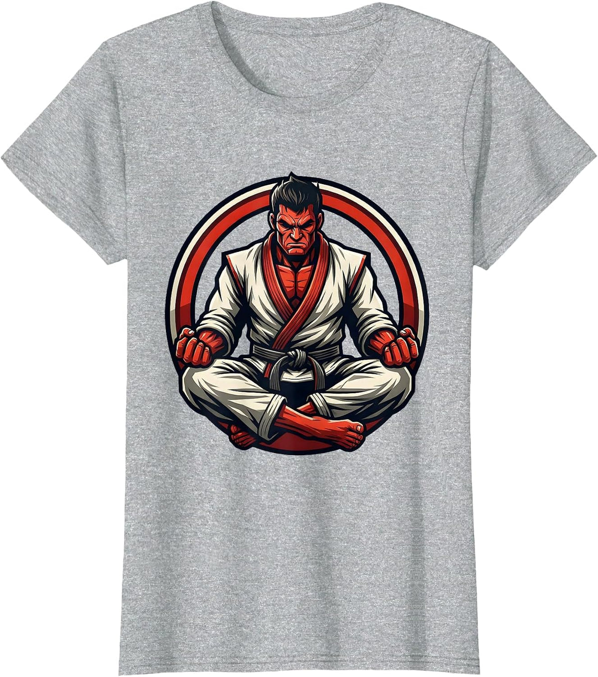 Women's Jiu Jitsu Meditating Warrior Competition Mat T-Shirt - Heather Grey