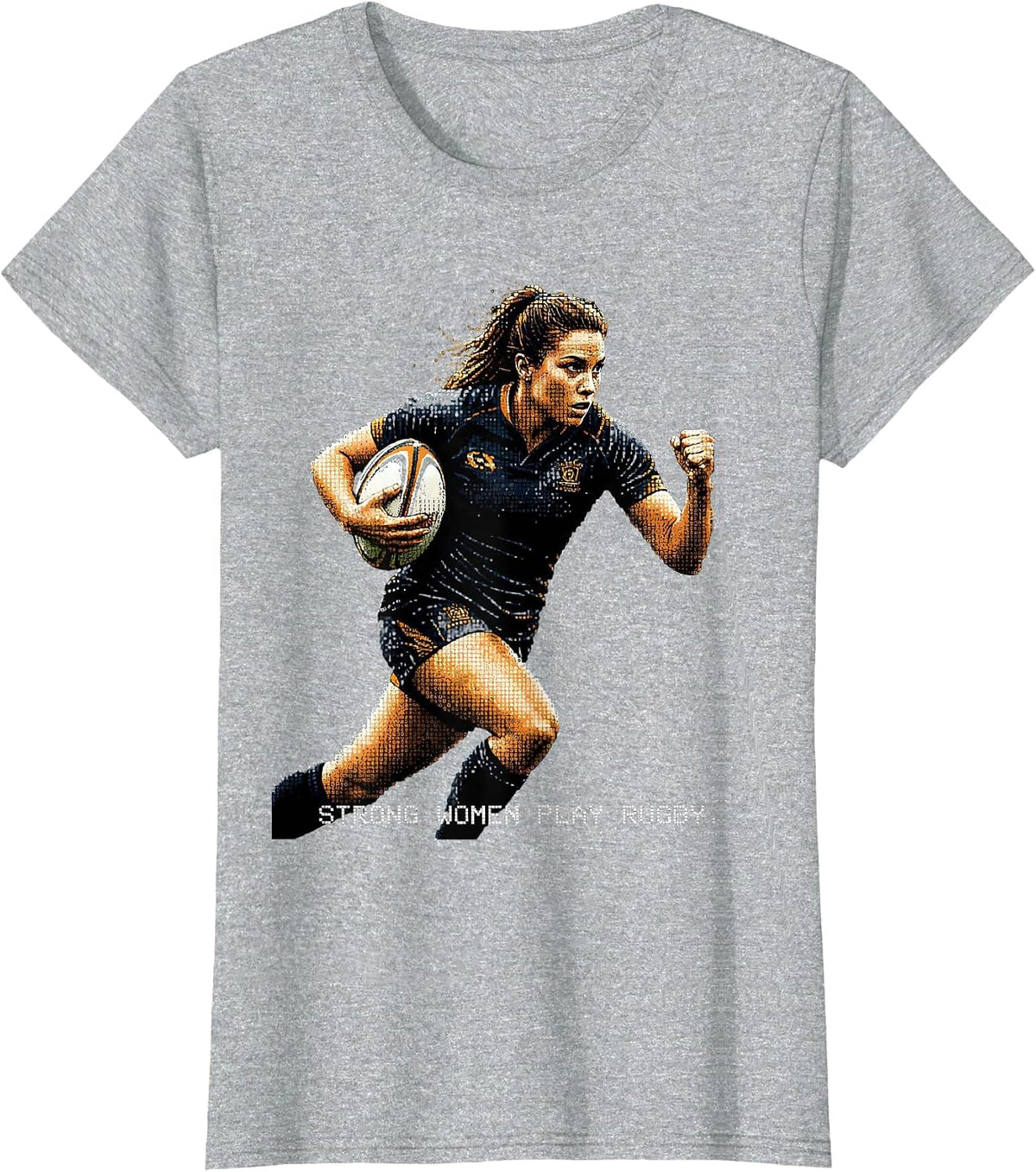 Women's Strong Women Play Rugby Graphic Design T-Shirt - Heather Grey
