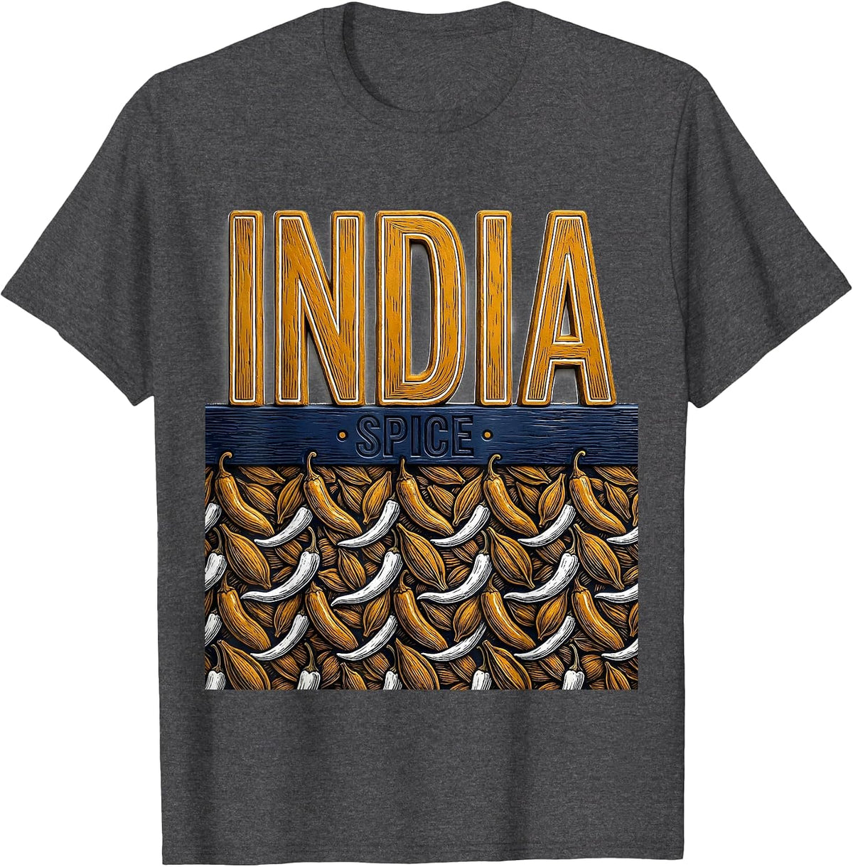 INDIA SPICE Bold Retro National Pride T-Shirt - Dark Heather Grey