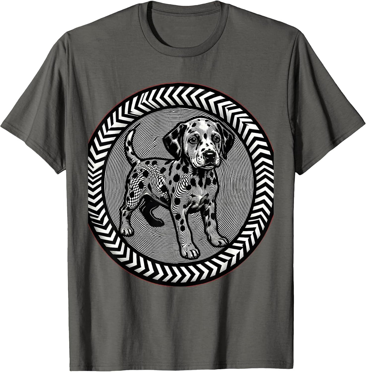 Dalmatian Puppy Rolling in Paint Polka Dots T-Shirt - Asphalt Grey