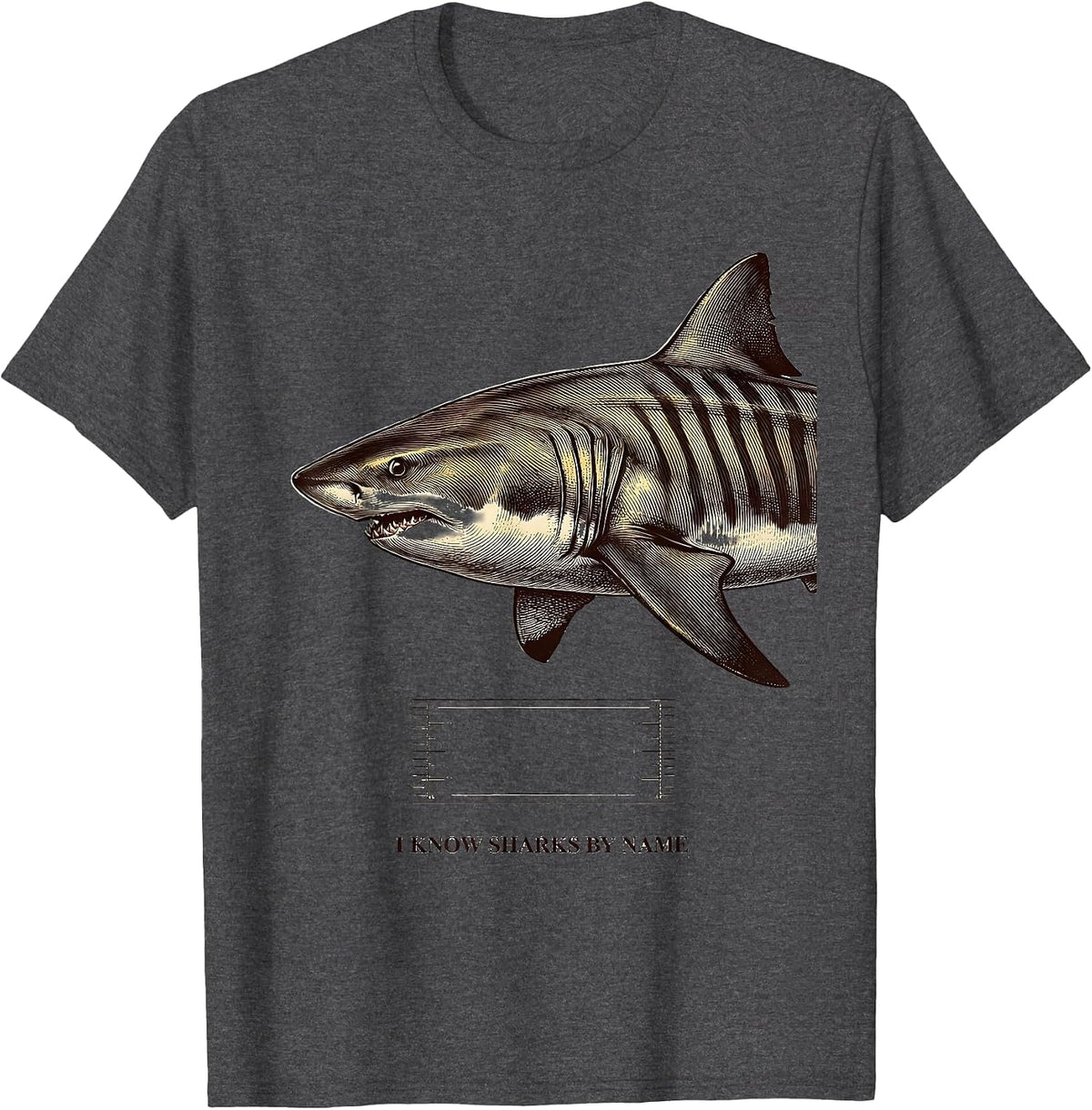 Men's I Know Sharks By Name Funny Shark Lover Marine Biology Gift T-Shirt - Dark Heather Grey