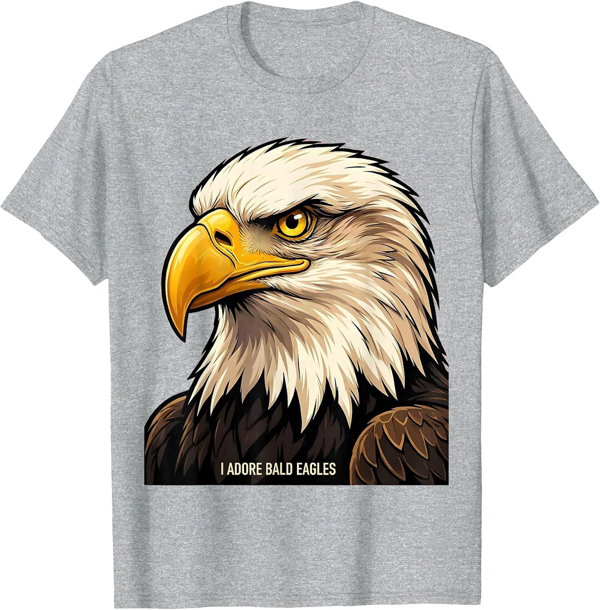 Men's I Adore Bald Eagles Cartoon Wildlife Lover Eagle Enthusiast T-Shirt - Heather Grey