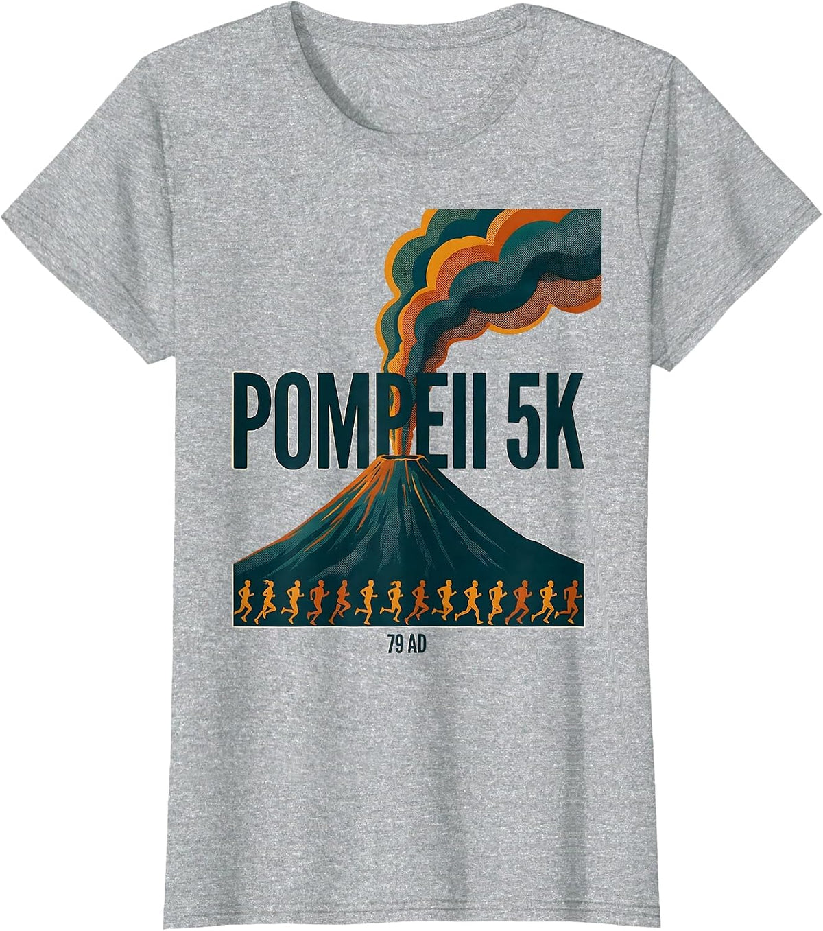 Pompeii 5K 79 AD Funny Volcano History Geography Humor T-Shirt - Heather Grey